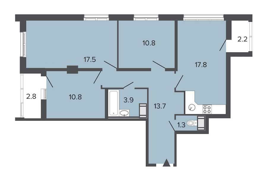 Трехкомнатная квартира в : площадь 75.8 м2 , этаж: 5 – купить в Санкт-Петербурге